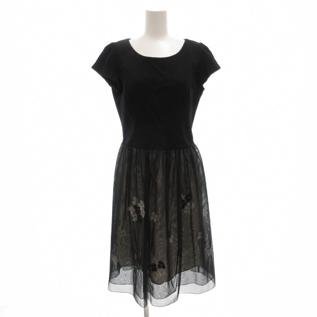 エムズグレイシー M'S GRACY ドッキングワンピース ひざ丈 半袖 40