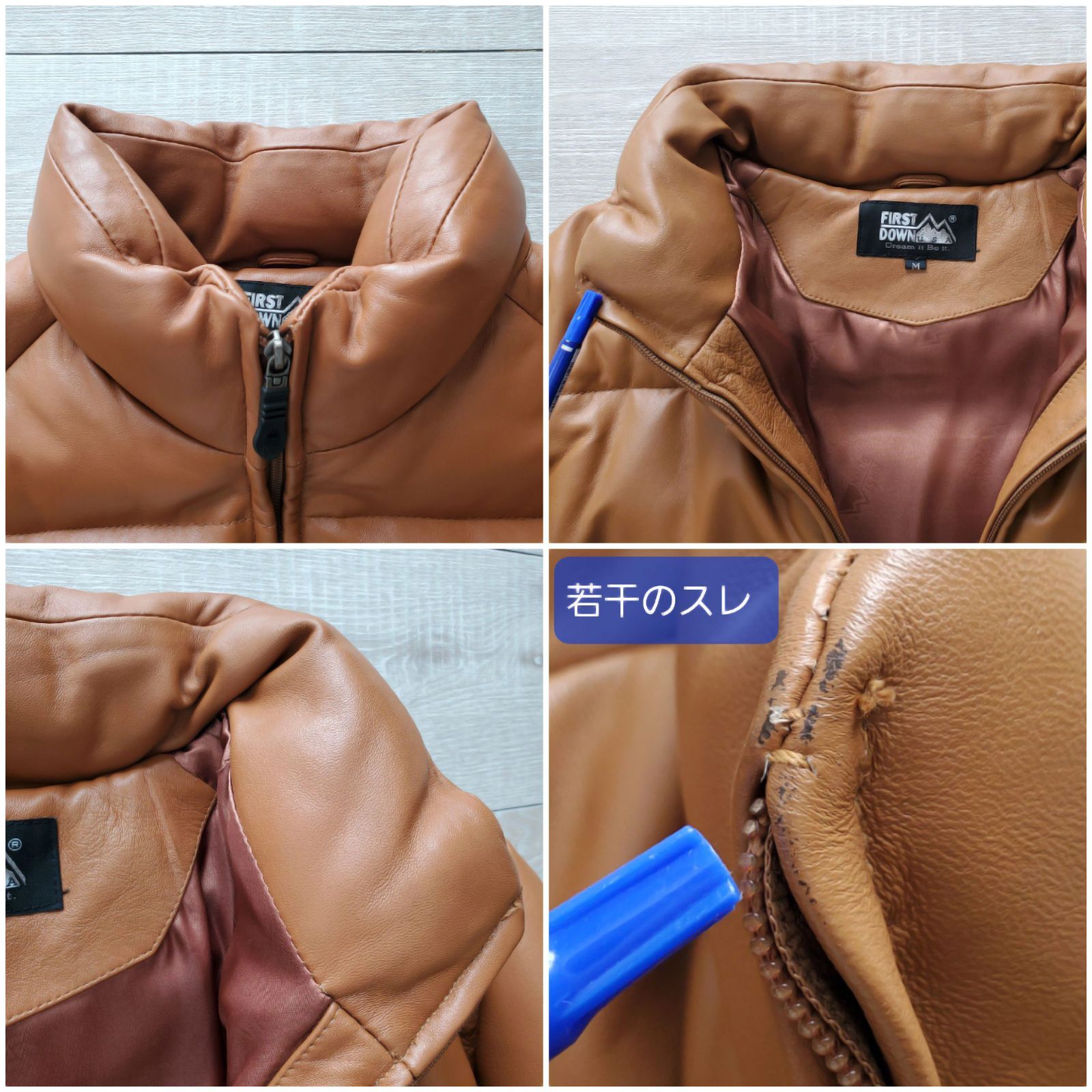 FIRST DOWN ファーストダウン□良品 2000s 羊革 ダウンジャケット M 