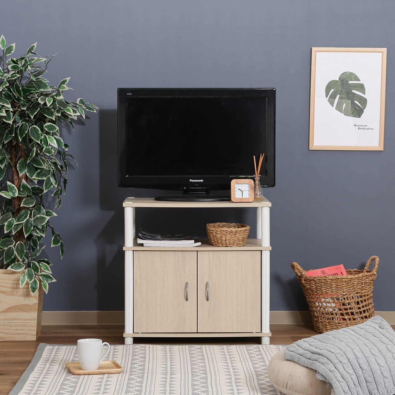 特価セール】TVラック 木目調 扉収納付き ホワイトウォッシュ 幅60