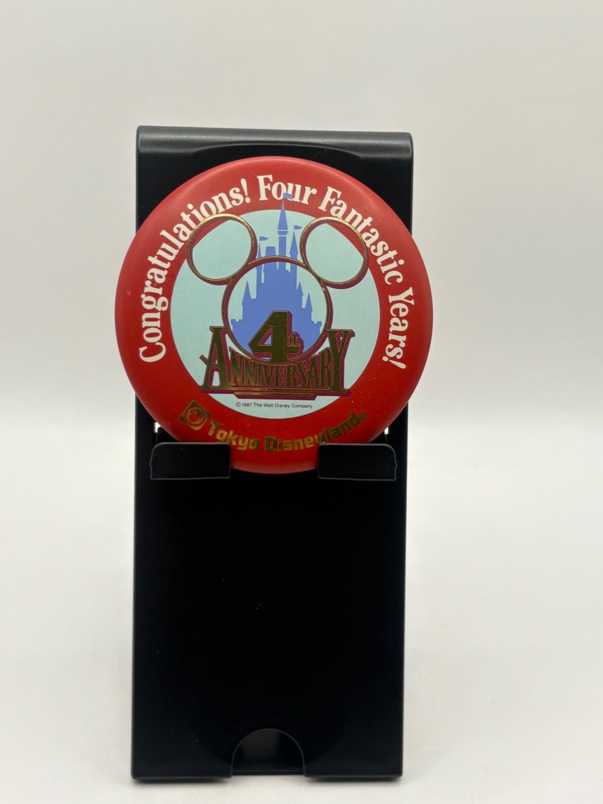希少/1987年】東京ディズニーランド 4周年記念 缶バッジ 当時物 レトロ