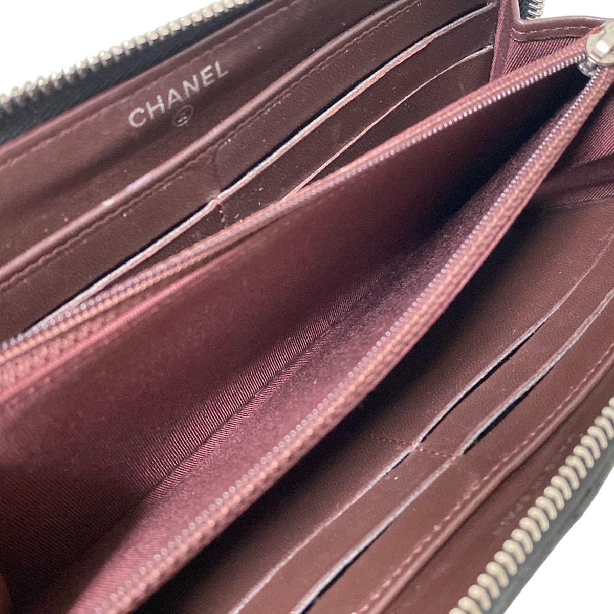 CHANEL(シャネル) 長財布 マトラッセ 黒 シルバー金具/ラウンド