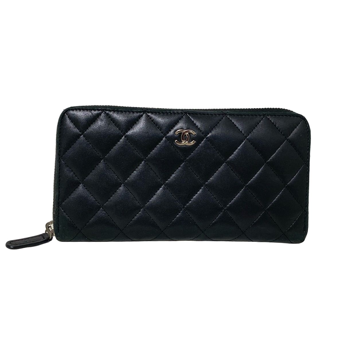 CHANEL シャネル アイコン ラムスキン ブラック シルバー金具長財布 CHANEL シャネル アイコン ラムスキン ブラック シルバー金具長財布