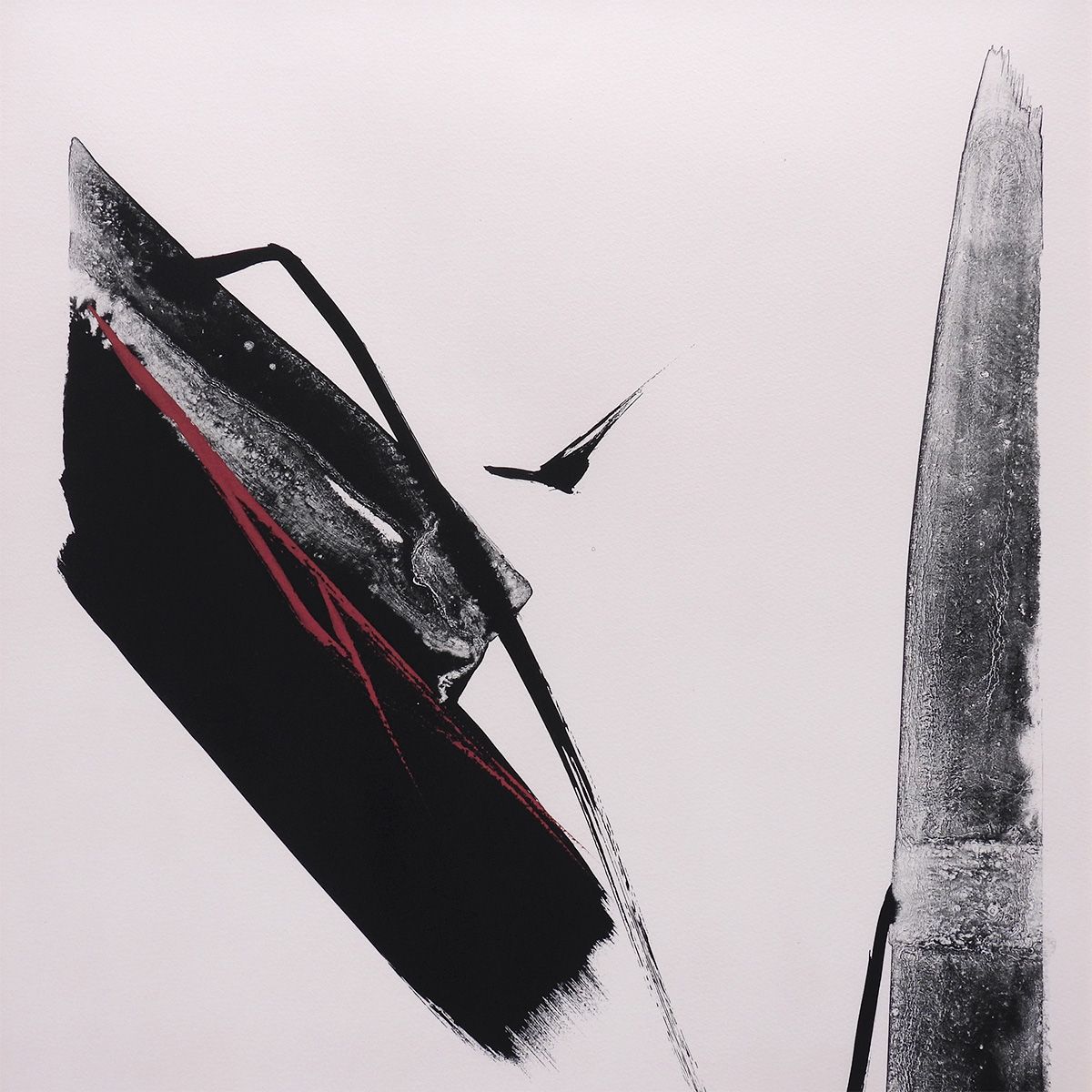 リトグラフ　アート　展示品 篠田桃紅 Listen 抽象画 リトグラフに手彩色 作家直筆サイン 墨象 具体