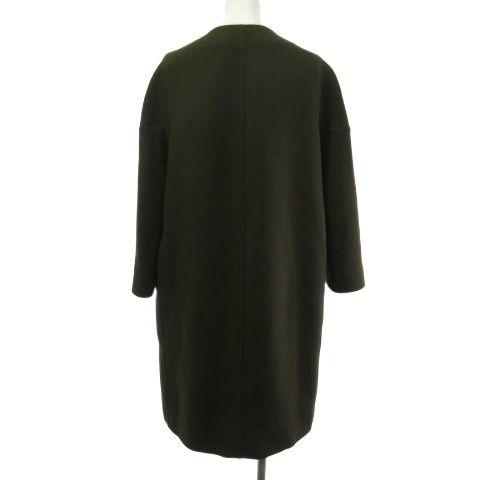 マルニ MARNI ノーカラー ロングコート ウール カーキ 38