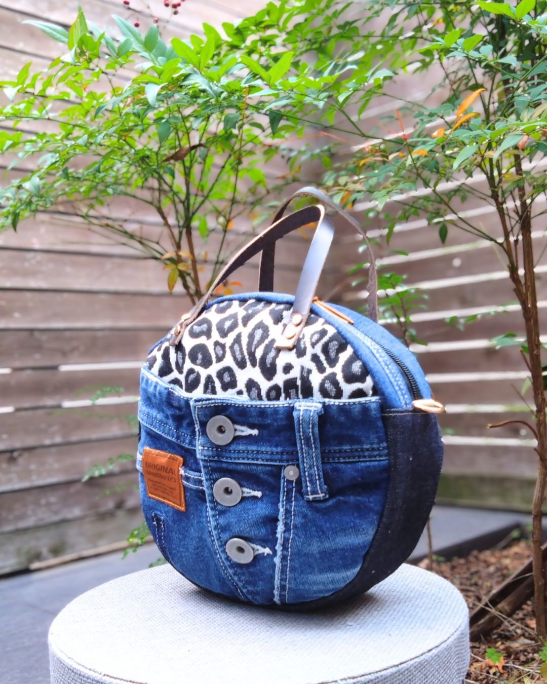 専用❕️🆕№828【👖DENIM✖️🐆ヒョウ柄サークルバッグToteBAG⚮】1点