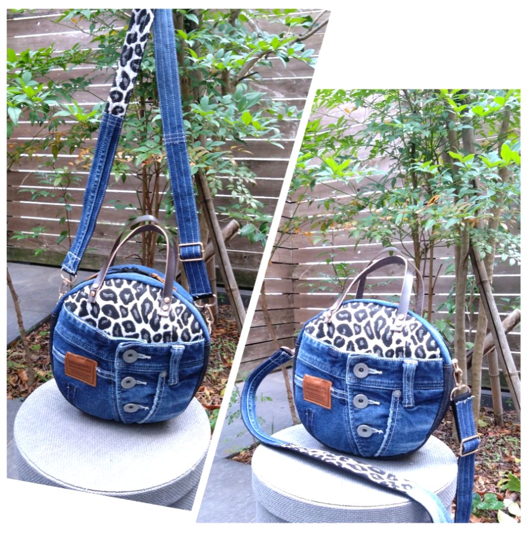 専用❕️🆕№828【👖DENIM✖️🐆ヒョウ柄サークルバッグToteBAG⚮】1点
