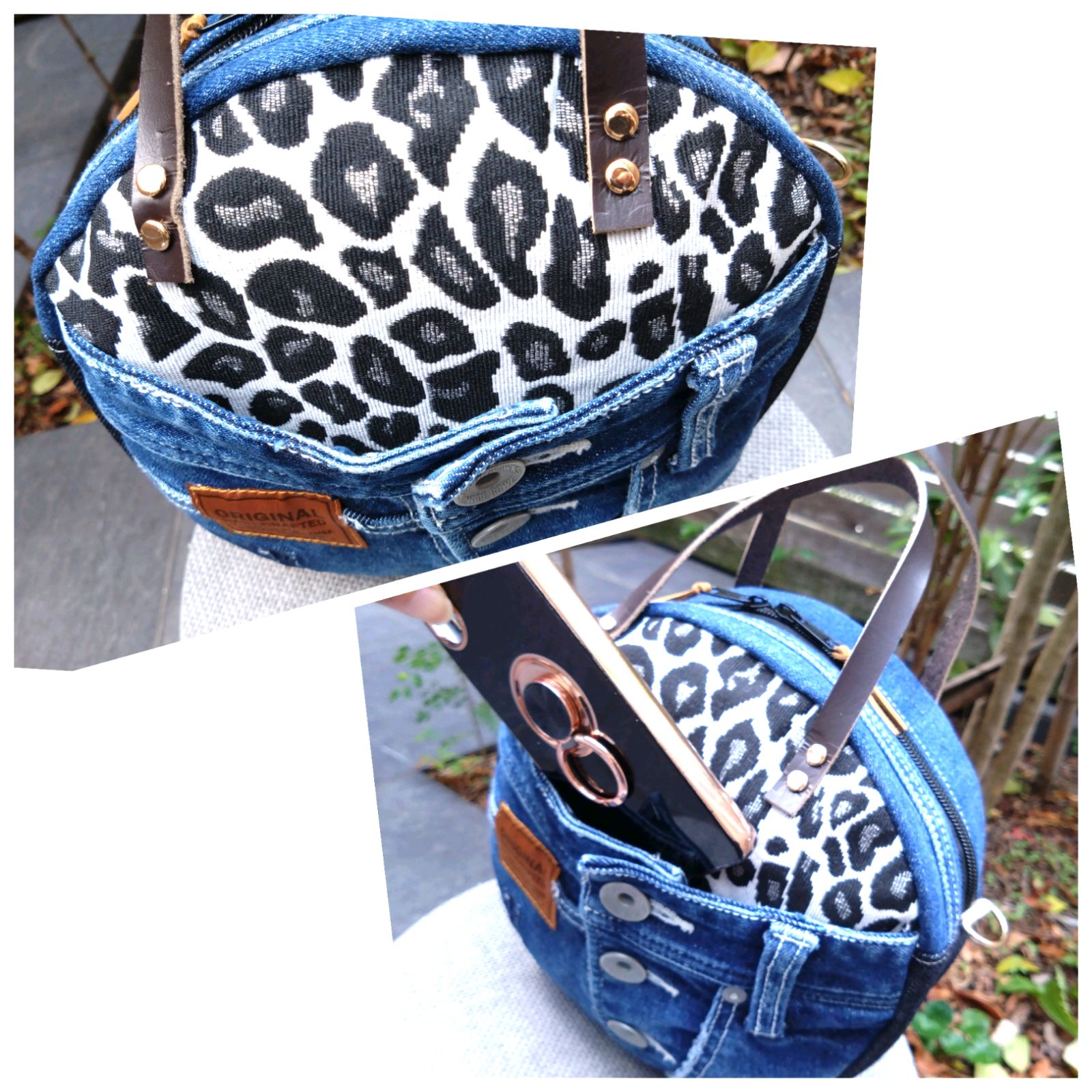 専用❕️🆕№828【👖DENIM✖️🐆ヒョウ柄サークルバッグToteBAG⚮】1点