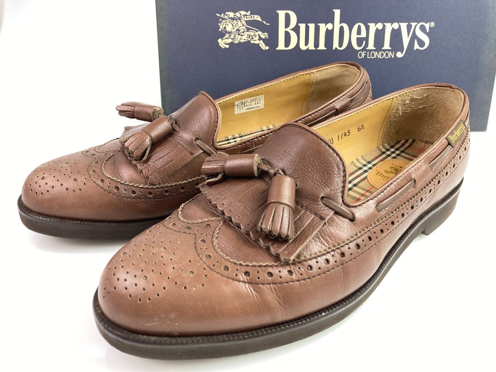 バーバリー Burberry's タッセルローファー 革靴 ブラウン 26.5㎝ ノバ
