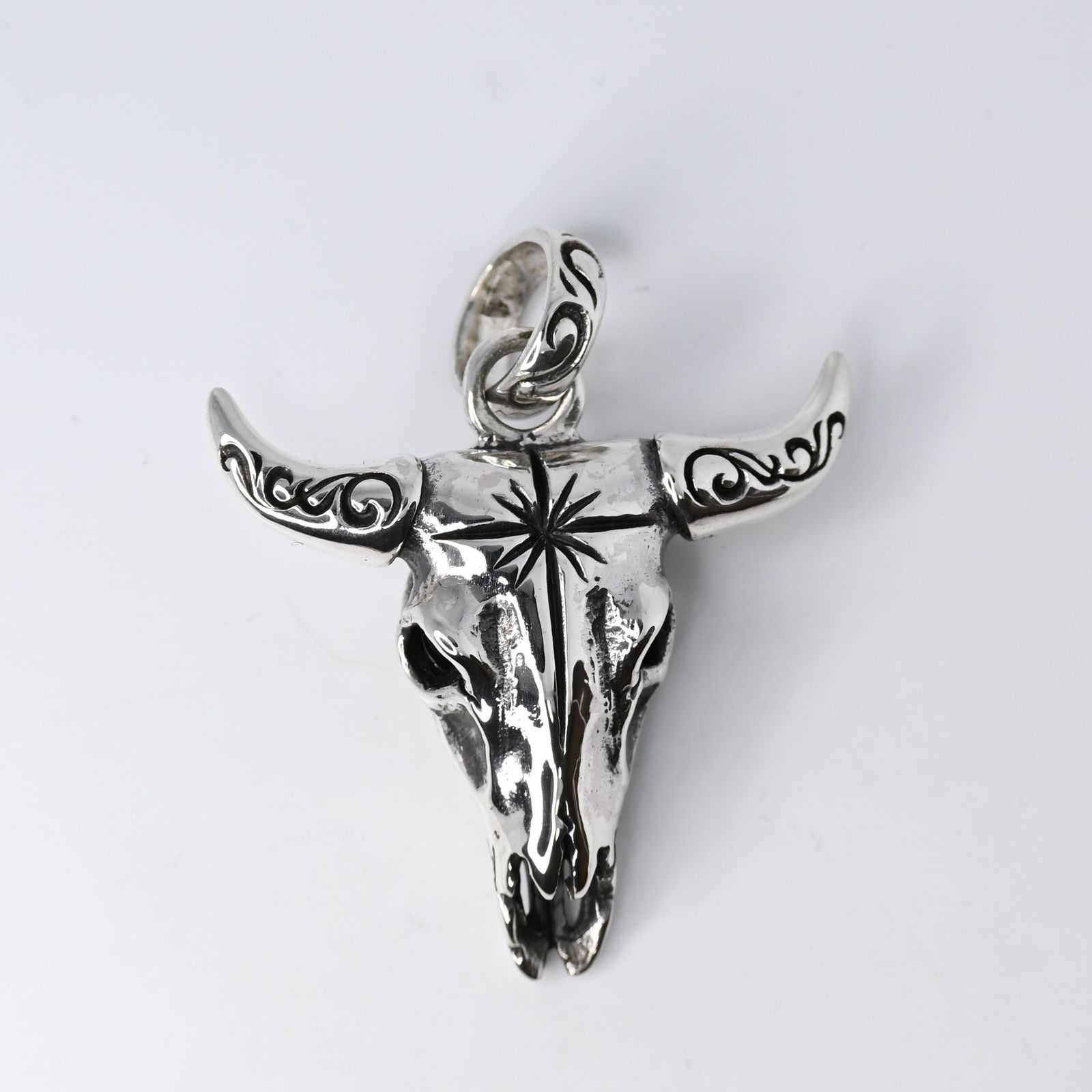 研磨済】SAAD バッファロー スカル シルバー925 ペンダントトップ