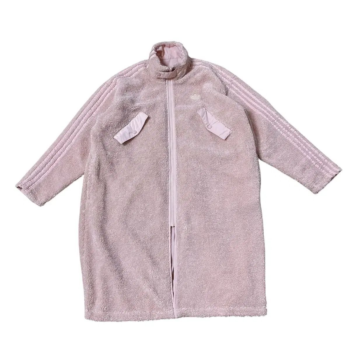 リバーシブル adidas ロング シェルパ フリース コート ピンク XL