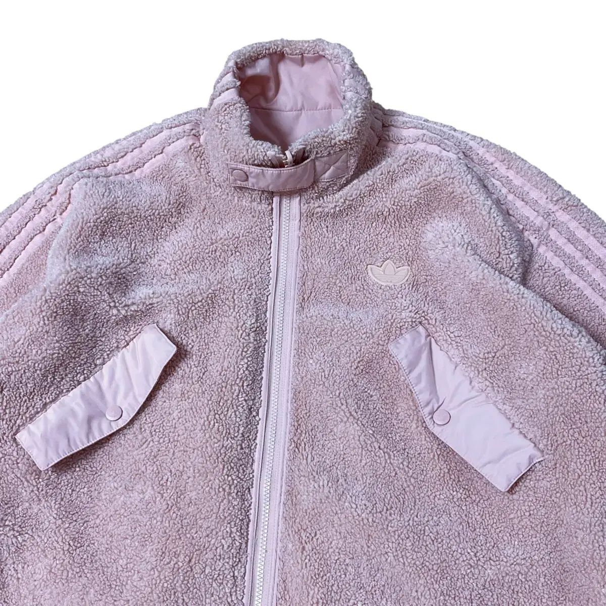 リバーシブル adidas ロング シェルパ フリース コート ピンク XL