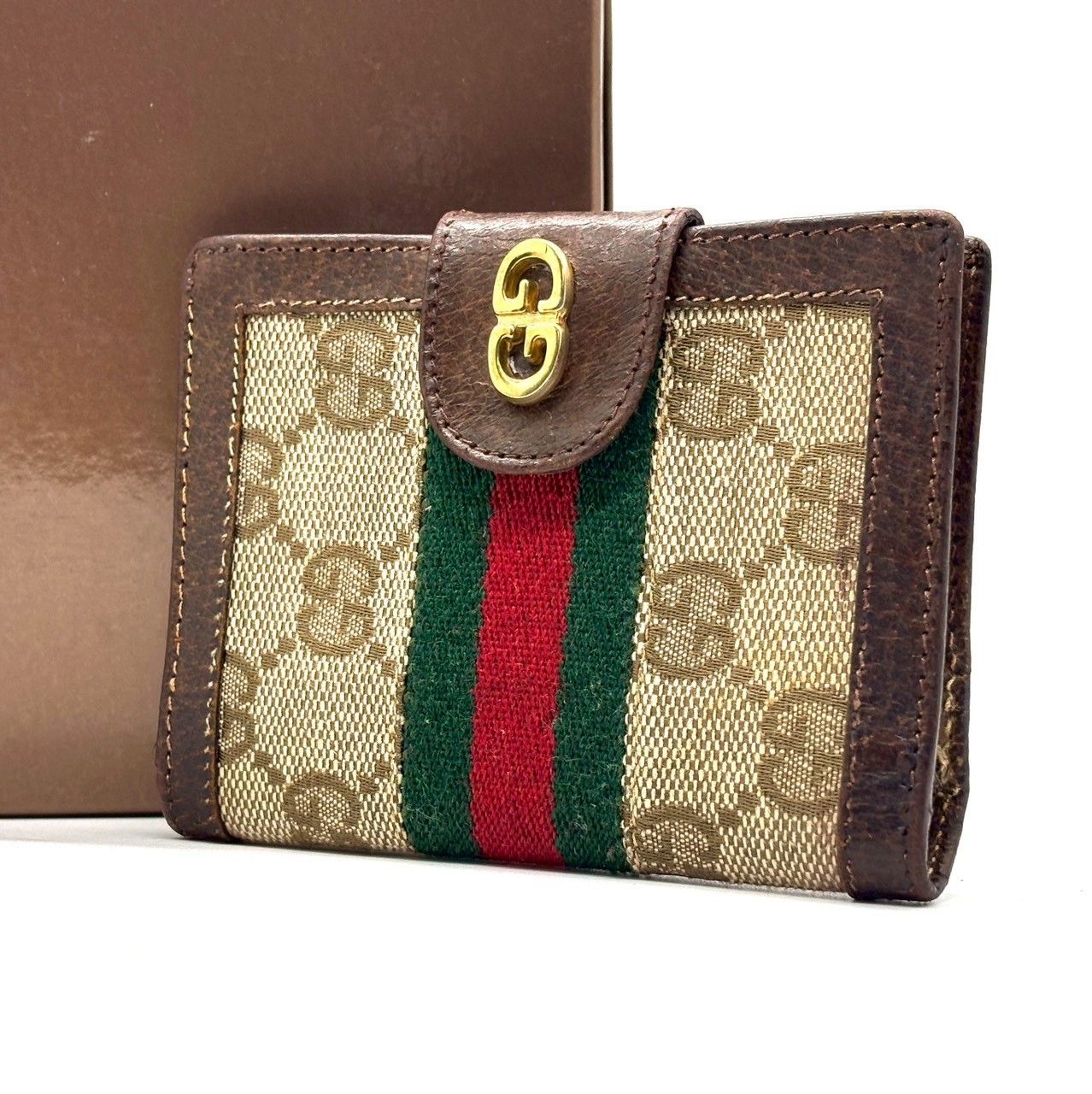 GUCCI 希少レアカラー シェリーライン マネークリップ 札ハサミ 極美品❣️ 時代を纏う、という選択】 GUCCI オールドグッチ カードケース