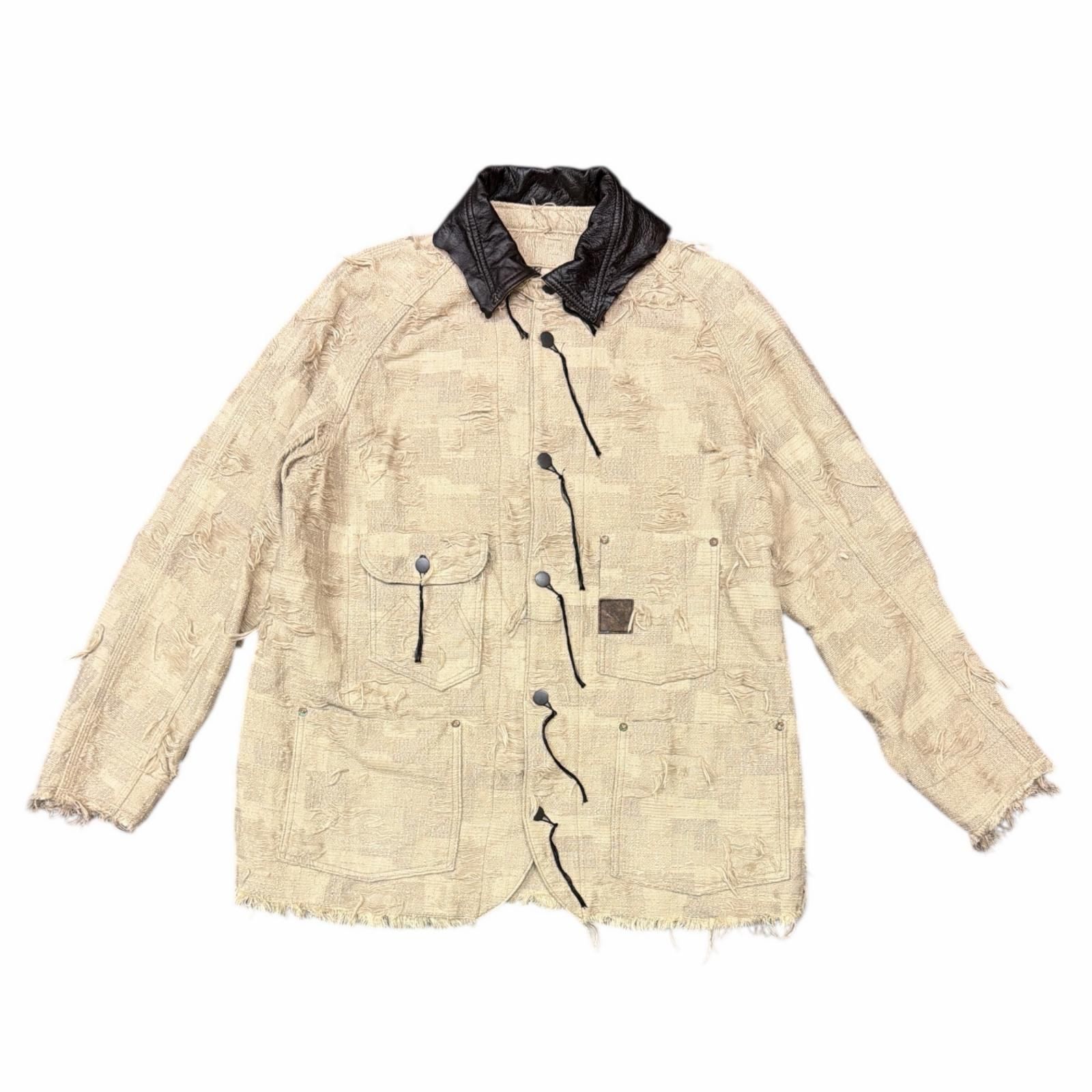 未使用 MINUS  Rustic Collar Chore Jacket Boro Crust ラスティックカラーチョアジャケット ボロクラスト カバーオール マイナス ベージュ 3 （6691M） 未使用 MINUS Rustic Collar Chore Jacket Boro Crust ラスティック