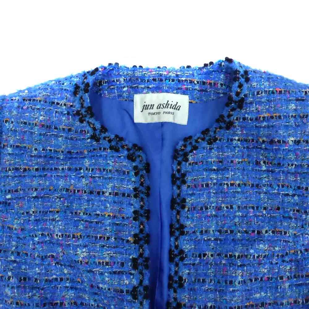 jun ashida ノーカラージャケット 多色ツイード ジュンアシダ jun ashida ノーカラージャケット ミドル丈 11 L マルチ