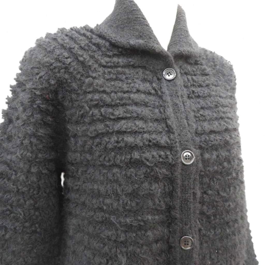 ソニアリキエル SONIA RYKIEL ニットコート 黒 ブラック 襟付き ロング