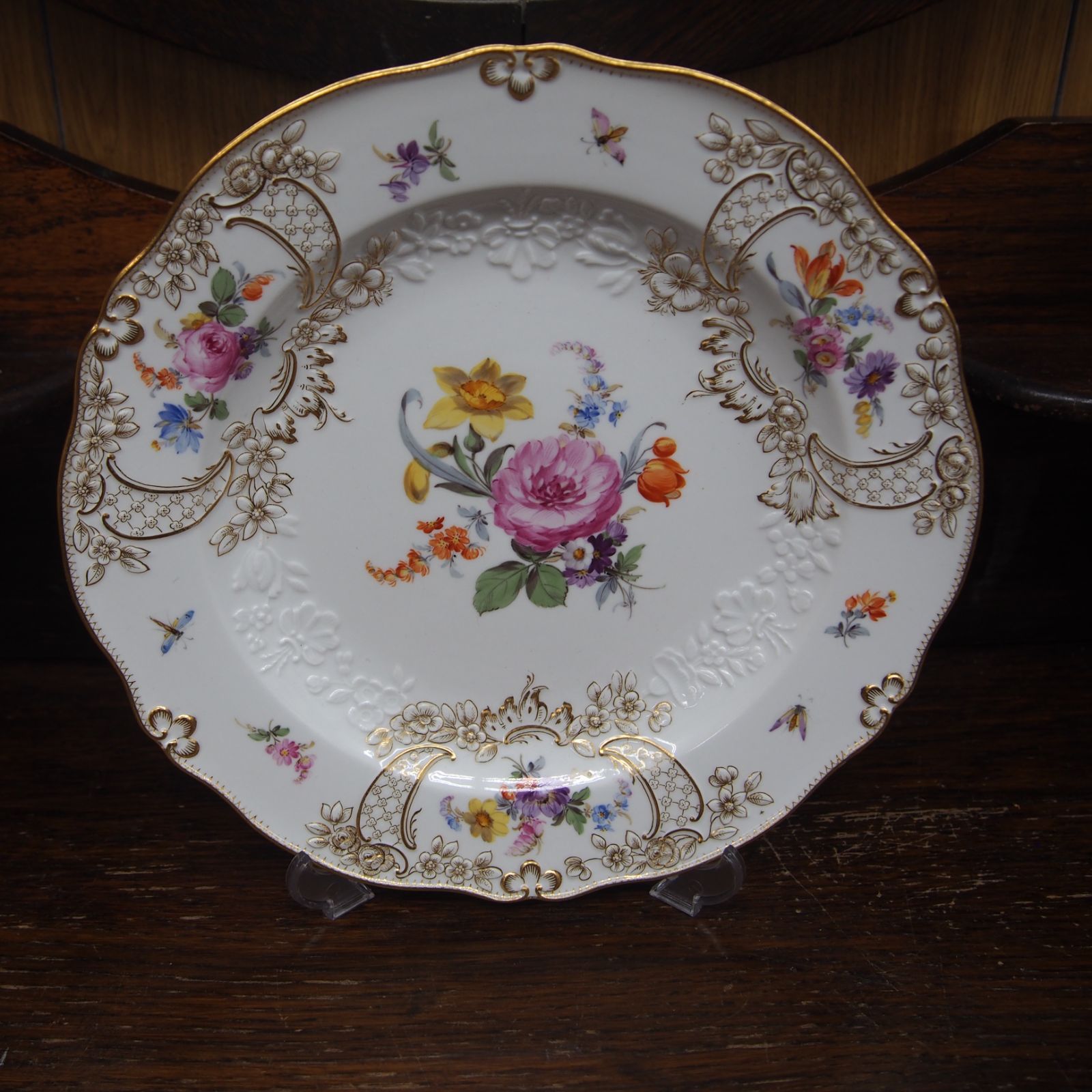 1850年-1924年 古マイセン 24cm マルセイユ マルセイユレリーフ 金彩