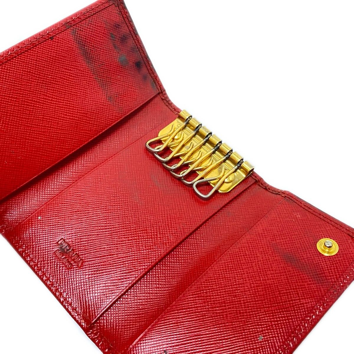 PRADA(プラダ) キーケース - レッド 6連フック/リボン レザー - メルカリ