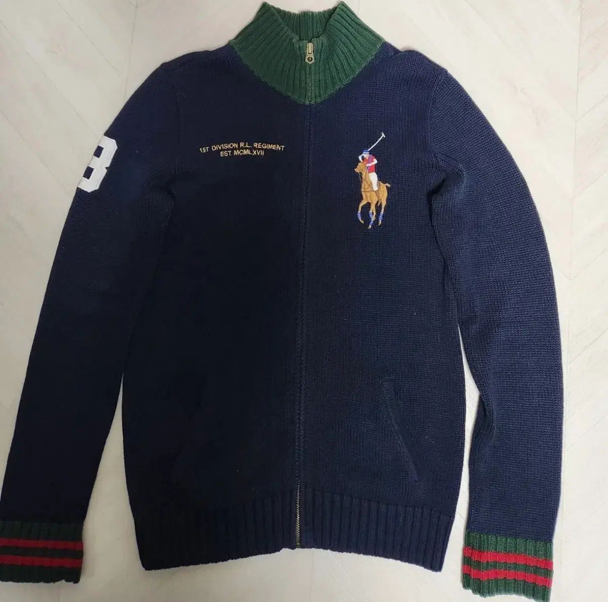 ポロラルフローレン ネイビー ニット ジップアップ カーディガン
