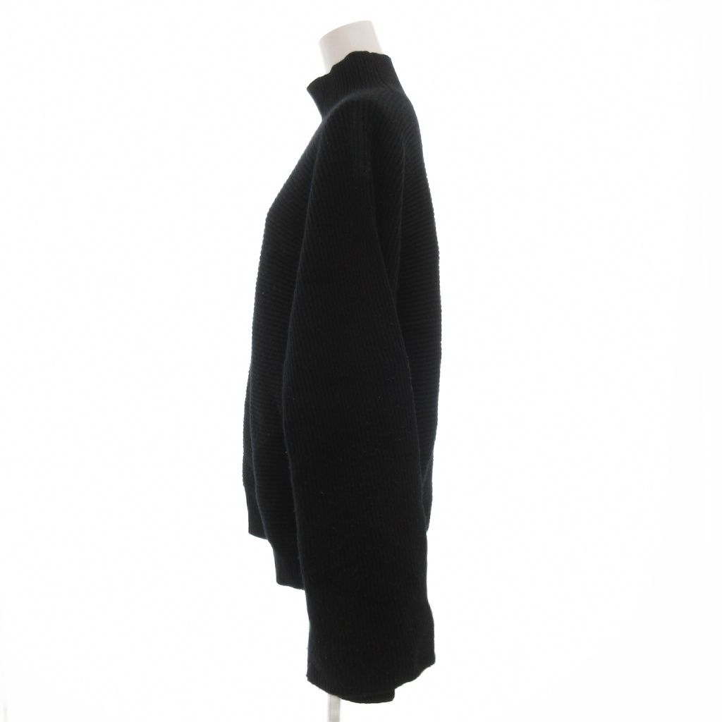 ドゥロワー Drawer 畦編み ハイネック ニット カシミヤ混 黒 ブラック