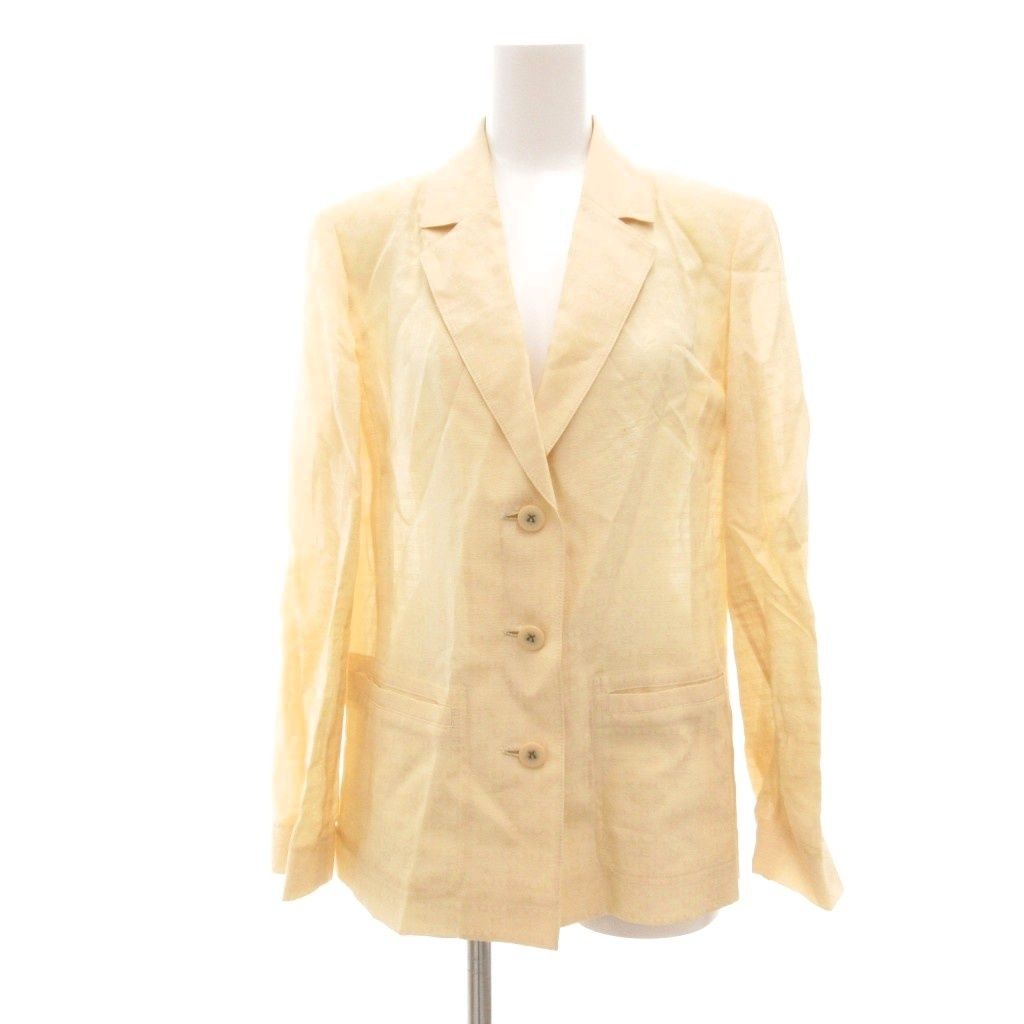 ☆超美品☆LEONARD レオナール ジャケット ベージュ 9AR レオナール LEONARD シアー シースルー テーラードジャケット 絹