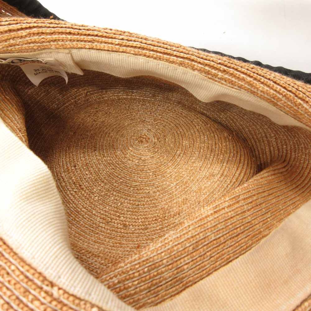 フォクシー FOXEY 麦わら帽子 ストローハット クロッシェ リボン 茶