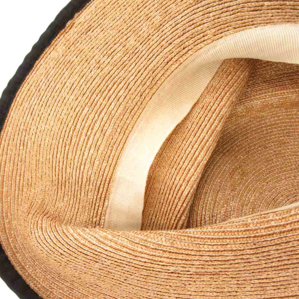 フォクシー FOXEY 麦わら帽子 ストローハット クロッシェ リボン 茶