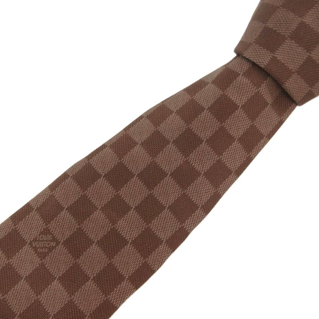 ルイヴィトン LOUIS VUITTON ネクタイ 絹 シルク ダミエパターン 茶