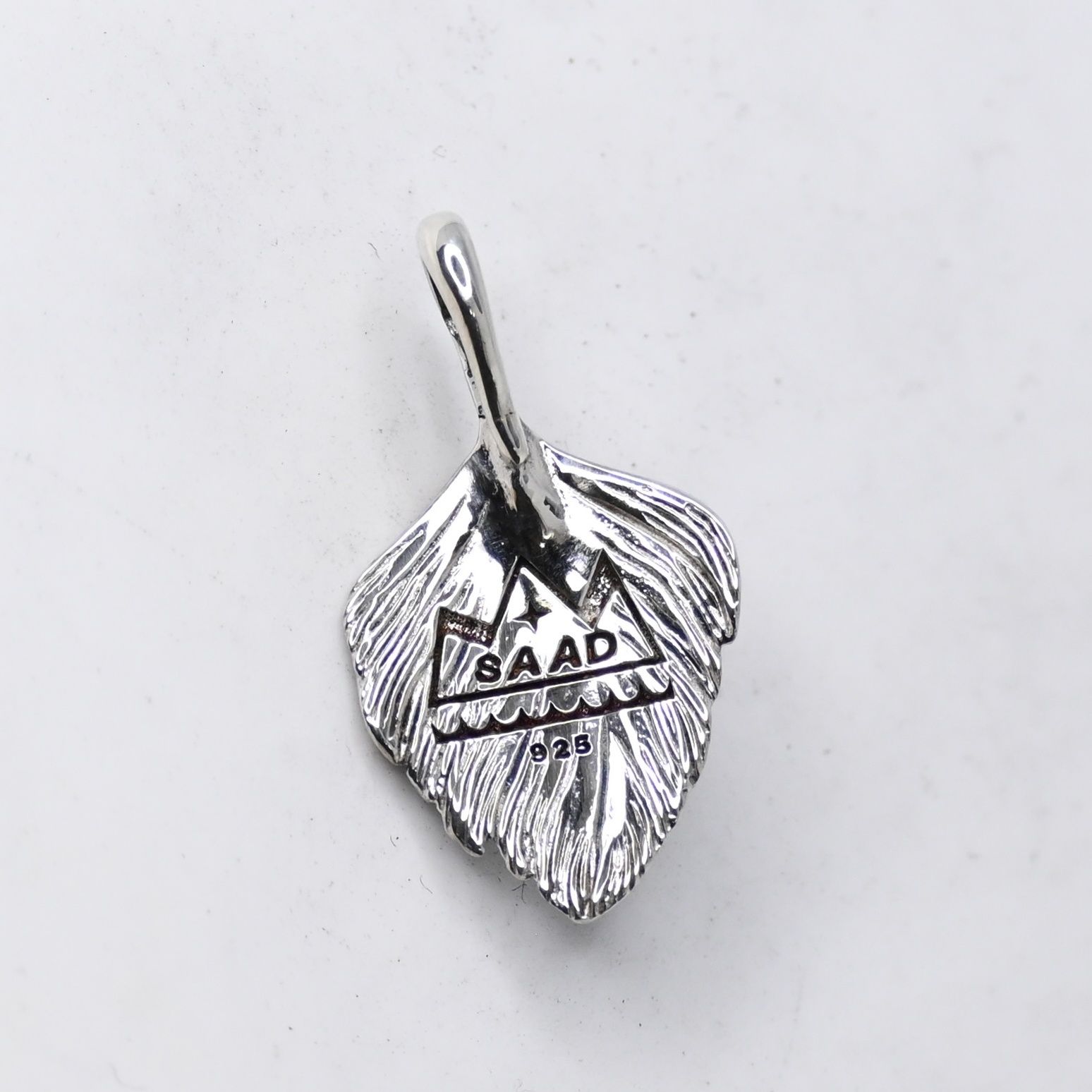 研磨済】SAAD フェザー ターコイズ トップ シルバー925 ネックレス