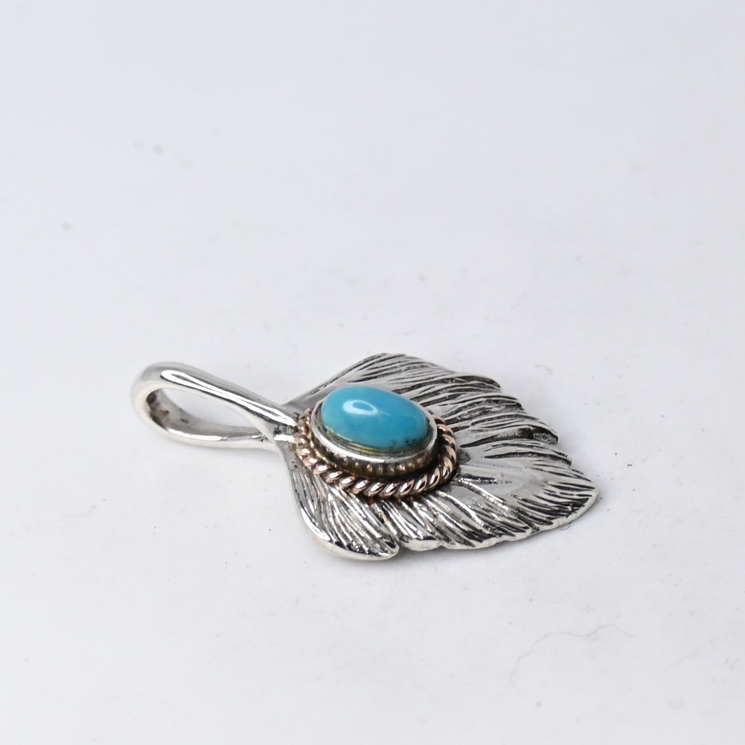 研磨済】SAAD フェザー ターコイズ トップ シルバー925 ネックレス