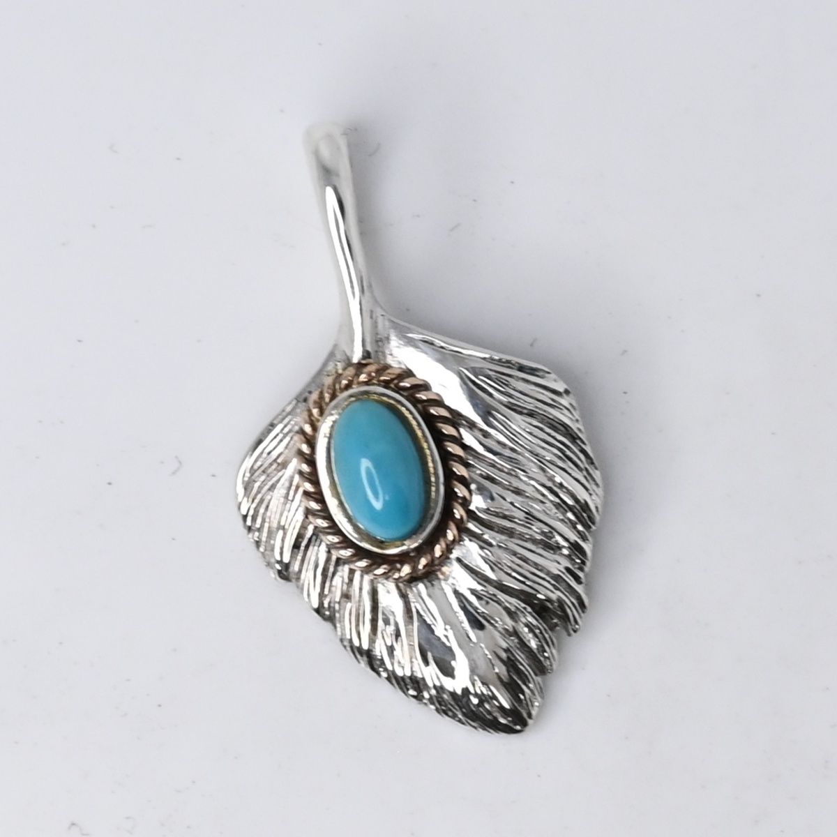 研磨済】SAAD フェザー ターコイズ トップ シルバー925 ネックレス