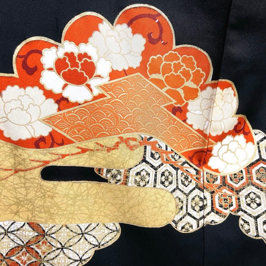 黒留袖　五つ紋　金駒刺繍　比翼付き　松　ヱ霞　菊花　青海波　着物　103tz 黒留袖 五つ紋 金駒刺繍 比翼付き 松 ヱ霞 菊花 青海波 着物 103tz