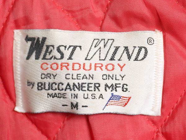 WEST WIND キルティングスタジャン コーデュロイ USA製 ネイビー WEST 