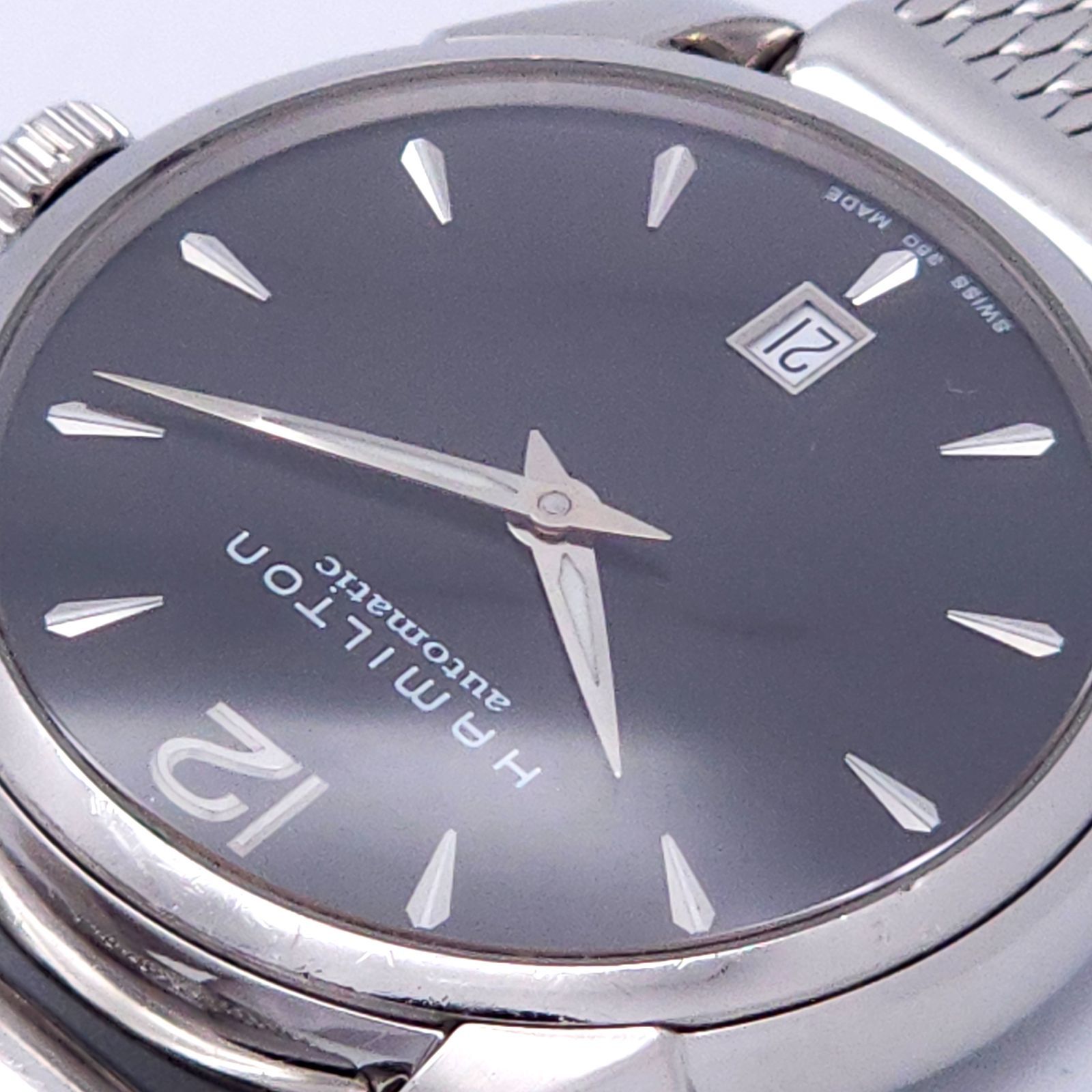  HAMILTON ハミルトン ジャズマスター H385150 自動巻 動作品 裏スケ MA-1風 自動巻き時計 腕時計(アナログ)