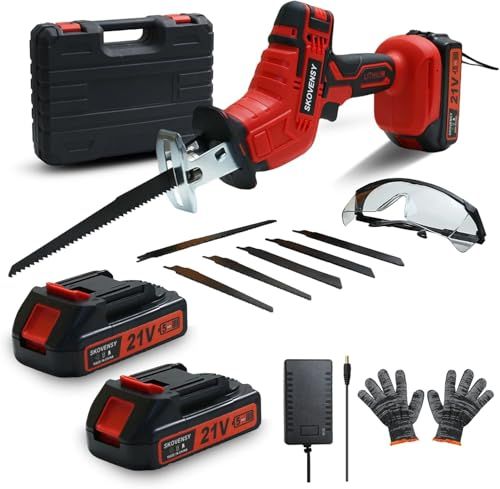 レシプロソー 電動ノコギリ 電動工具 ノコギリ バッテリ 無段変速 一台多役 家庭用 小型 軽量 電動カッター 充電式レシプロソー レッド ab 22 c 6 f 2