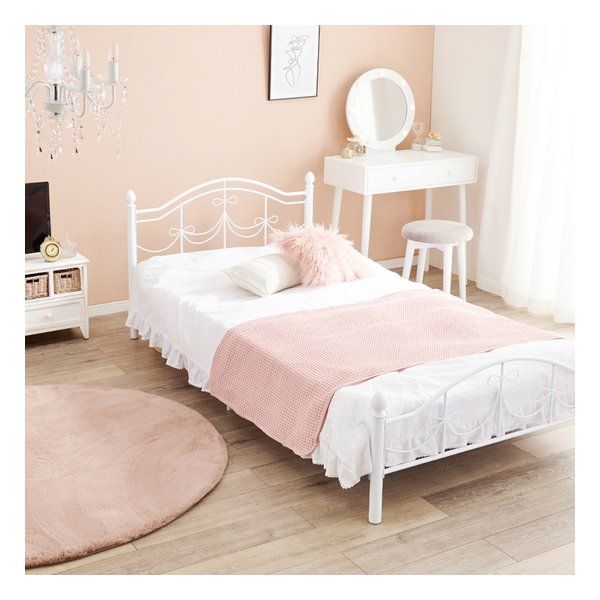 萩原 ハギハラ マットレス付シングルベッド リボンフレーム/高さ2段階