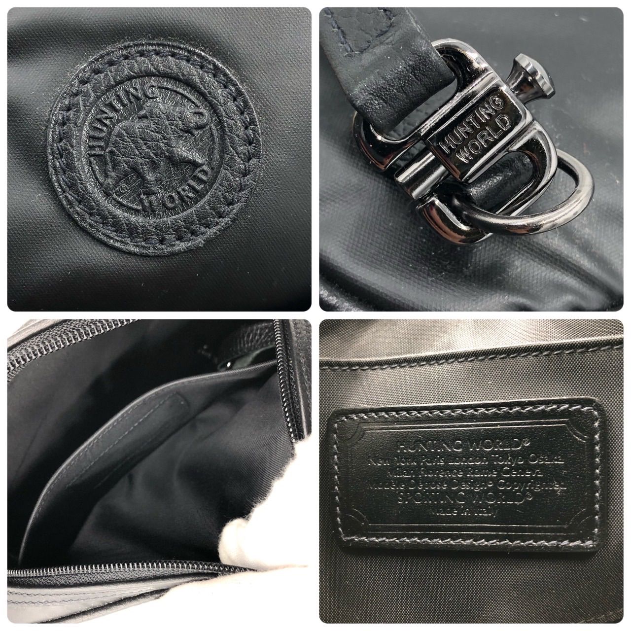 ハンティングワールド ショルダーバッグ ポシェット ナイロン ブラック