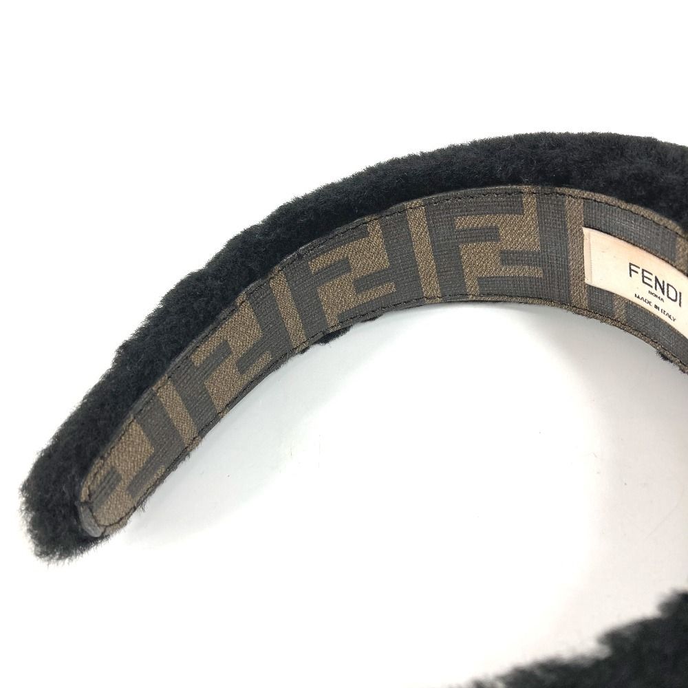 FENDI フェンディ カチューシャ ファー モヘア ズッカ ロゴ モヘア