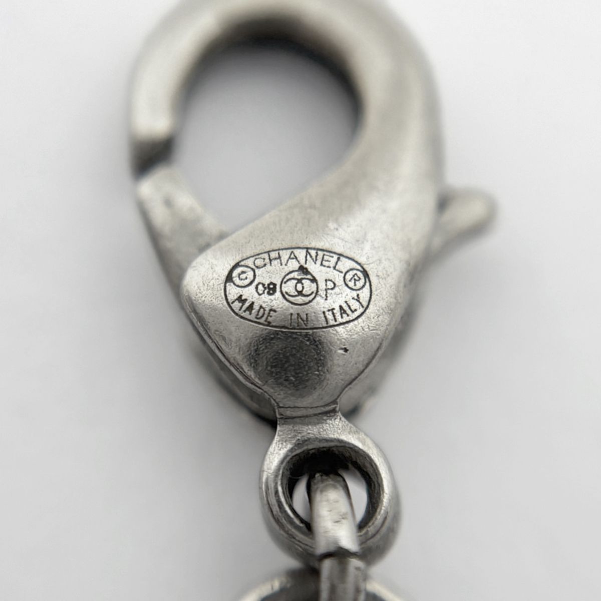 美品 シャネル ココマーク ネックレス ラインストーン シルバー アイコン ココ シャネル CHANEL ココマーク ラインストーン ネックレス CC ネックレス