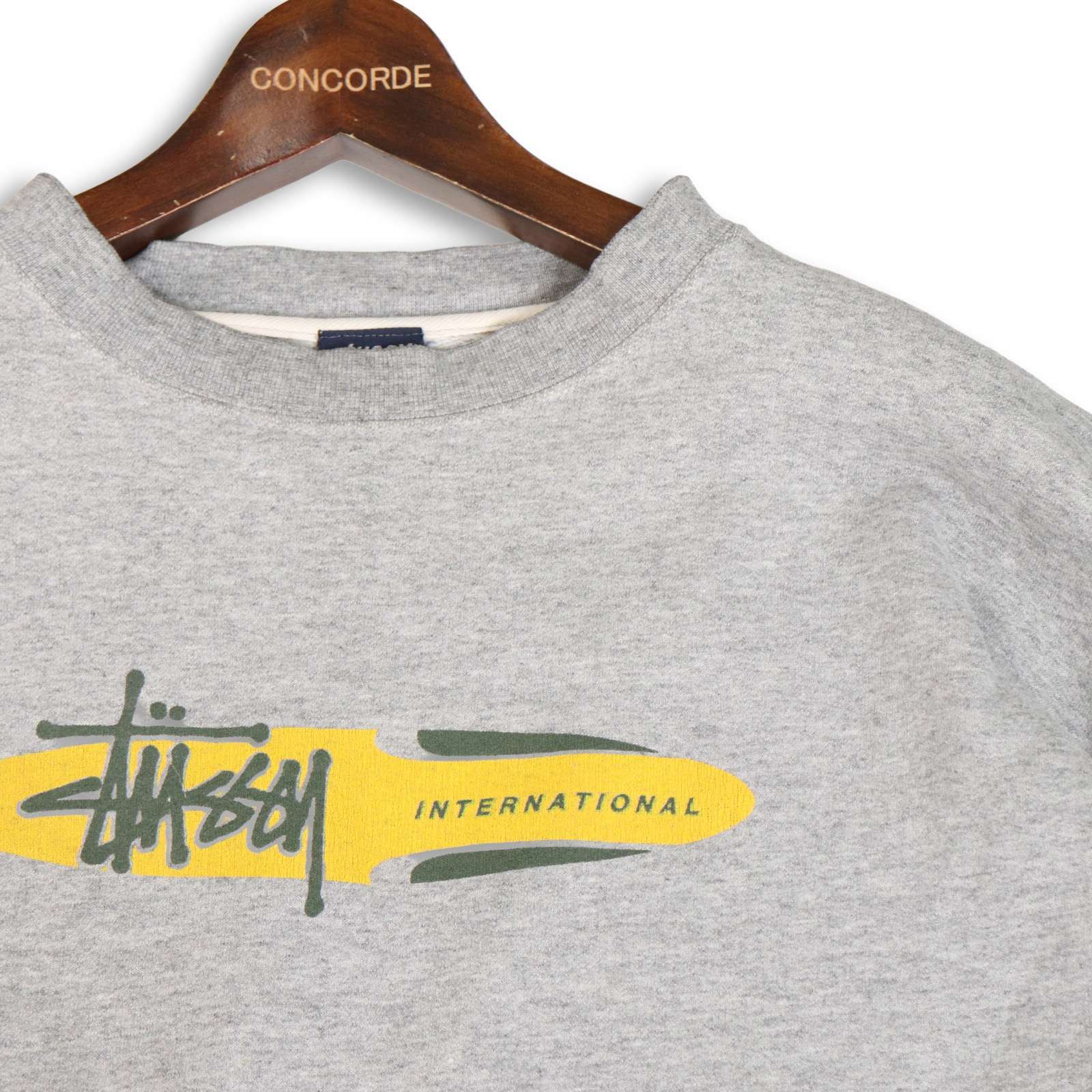 90s STUSSY ステューシー 秋冬 裏起毛ロゴスウェット Lサイズ 切替＆縦 