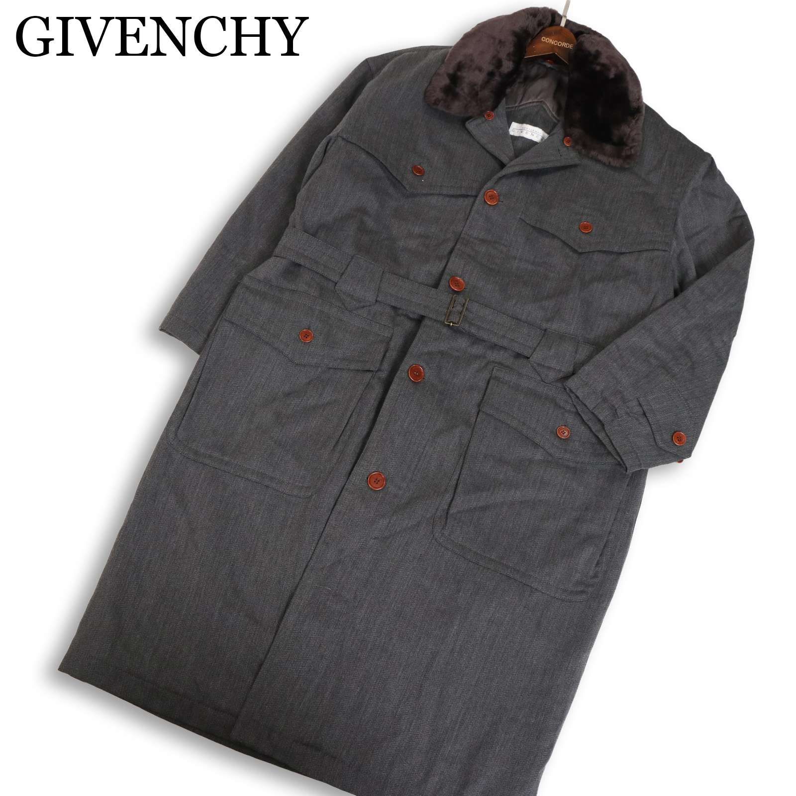 GIVENCHY ジバンシイ 秋冬 襟ボア★ ロング ミリタリー コート Sz.XL位 メンズ GIVENCHY ジバンシイ 秋冬 襟ボア☆ ロング ミリタリー コート Sz.XL位