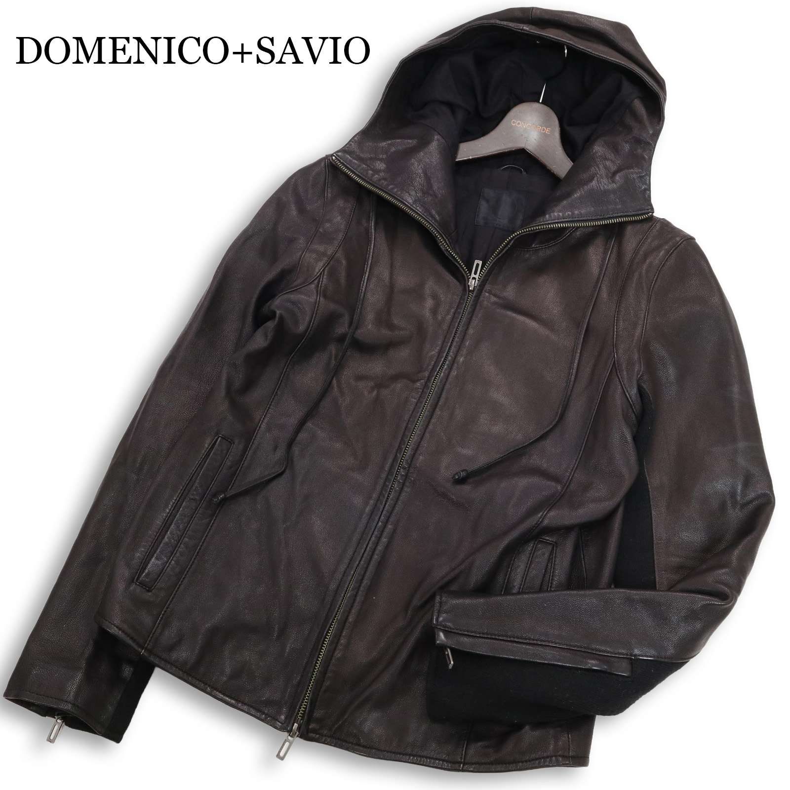 DOMENICO+SAVIO シングルレザー ライダースジャケット 46 やぎ革 DOMENICO+SAVIO ドメニコアンドサビオ 秋冬 山羊革☆ ゴート レザー