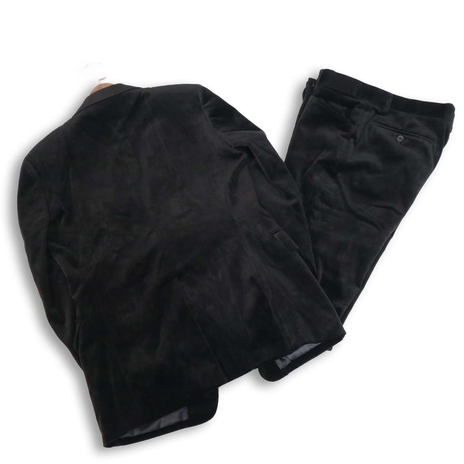Y2K 00s★ TORNADOMART トルネードマート ベロア ジャケット&ブーツカット パンツ セットアップ スーツ Sz.LL/L　メンズ 黒 Y2K 00s☆ TORNADOMART トルネードマート ベロア ジャケット&ブーツ