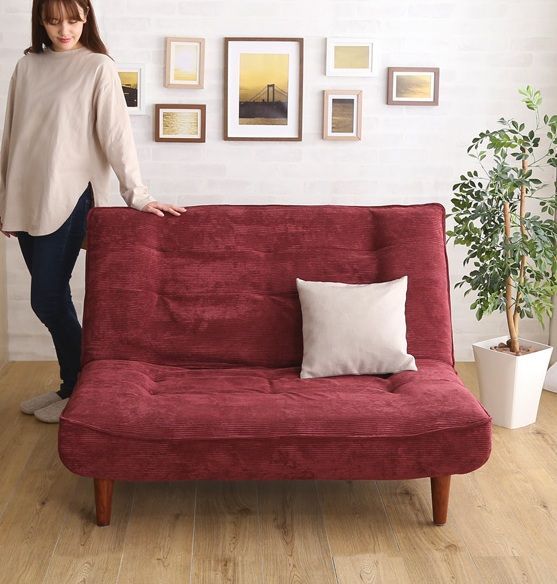 ♪2人掛 コーデュロイ リクライニングソファ 幅121cm ファブリック リクライニング カウチ カウチソファ 1人暮らし 2人暮らし 日本製