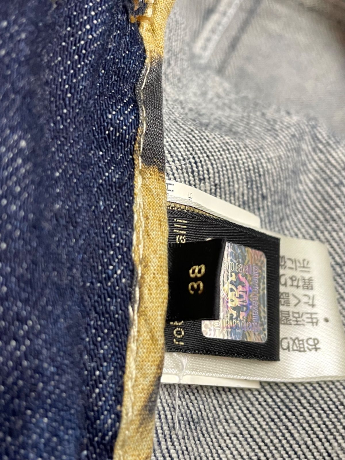 美品】Roberto Cavalli ロベルトカヴァリ レオパード切替 デニムパンツ