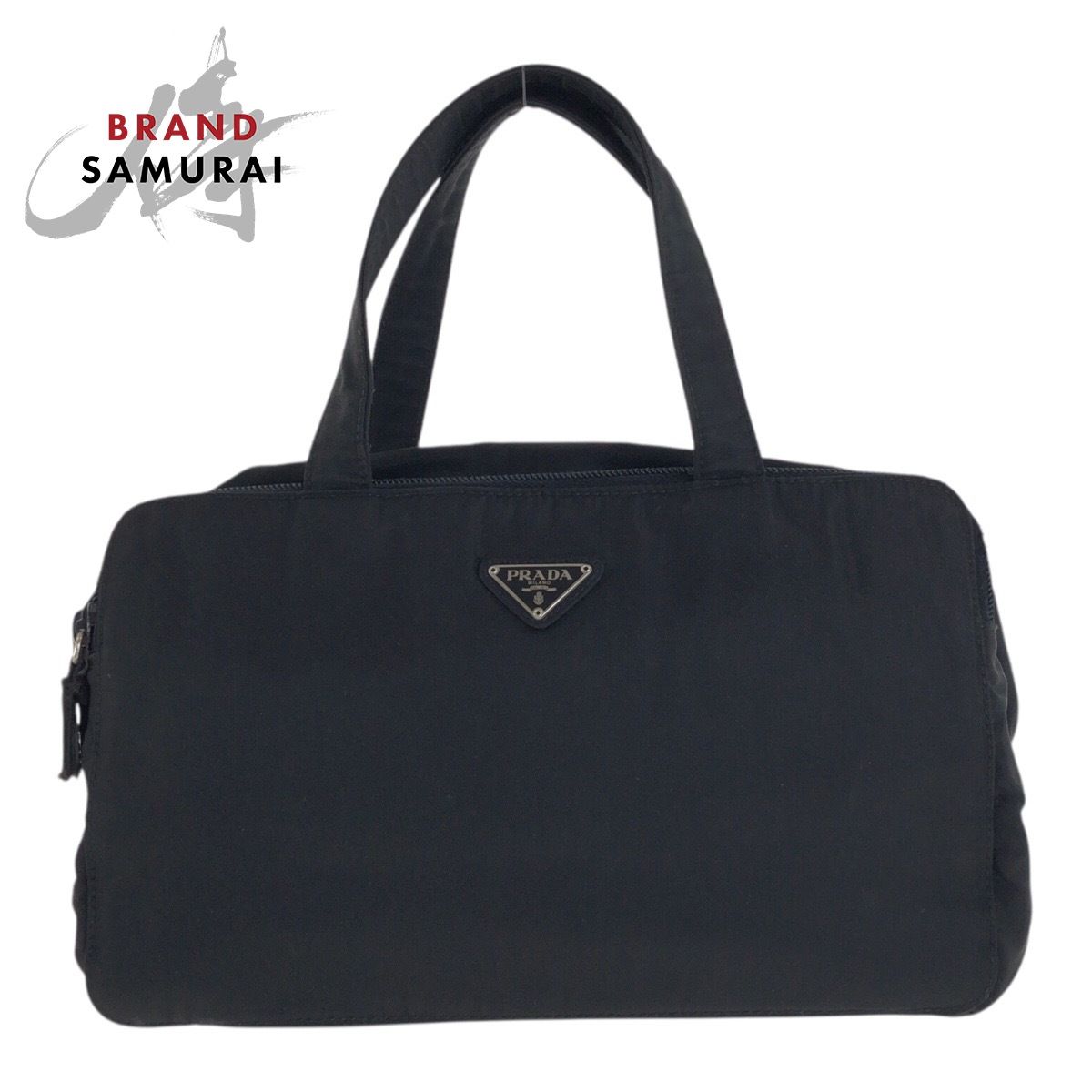 【美品】PRADA テスート ナイロン ハンドバッグ 三角プレート イタリア製 PRADA プラダ テスート 三角ロゴプレート ブラック 黒 シルバー金具