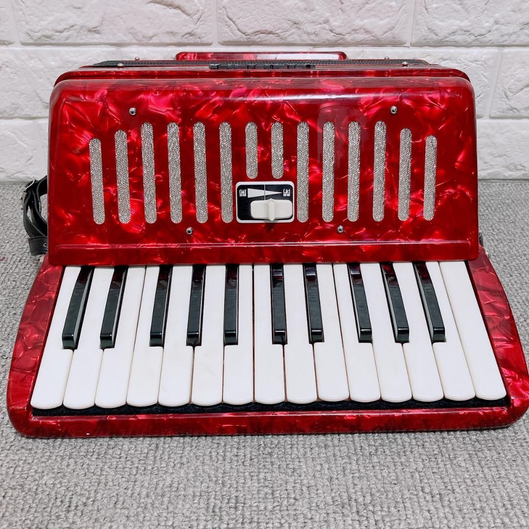YAMAHA 赤 アコーディオン 25鍵盤 YAMAHA ヤマハ アコーディオン S-25 25鍵盤 音出し確認済 ベルト難