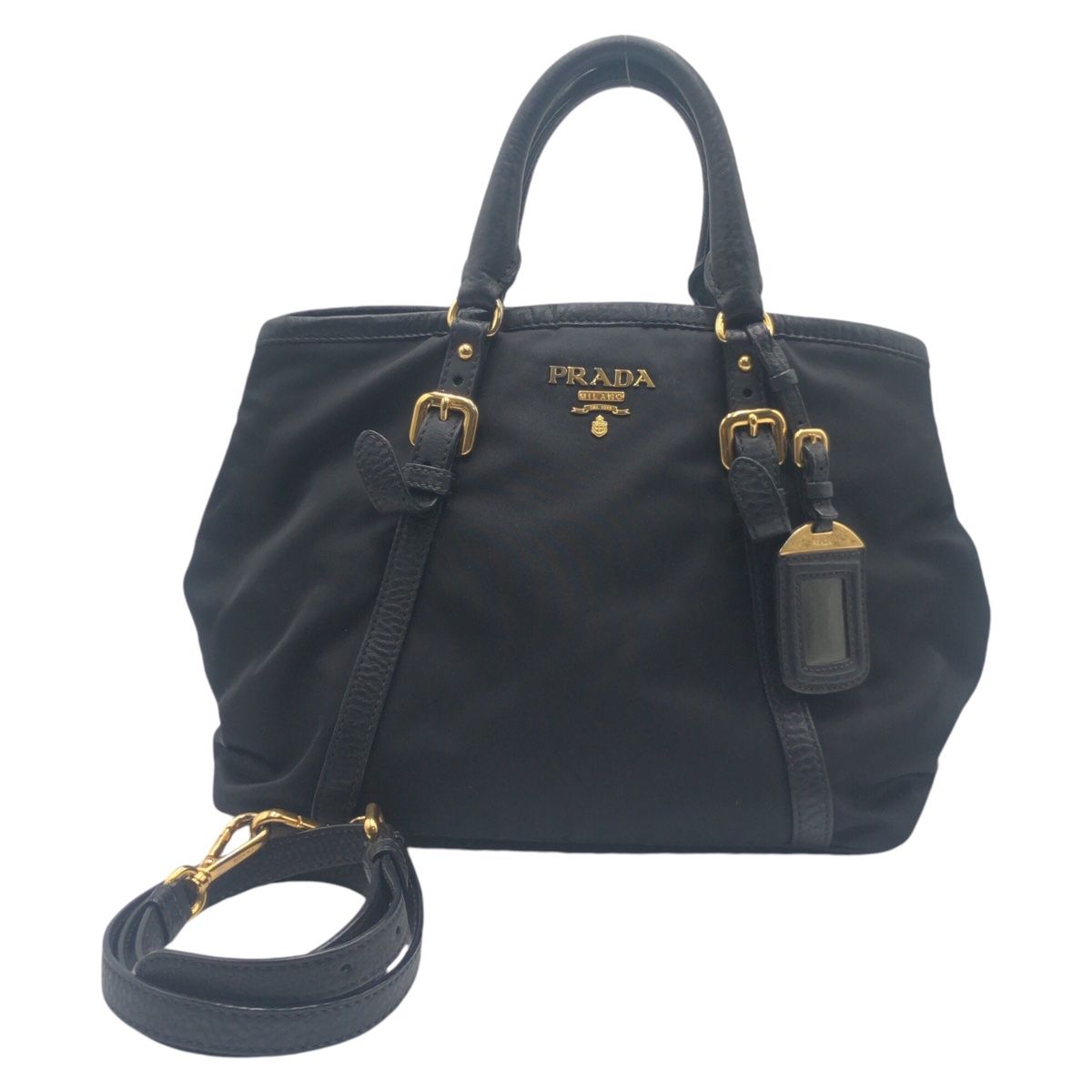 美品 PRADA プラダ テスート ブラック 黒 ゴールド金具 ナイロン 