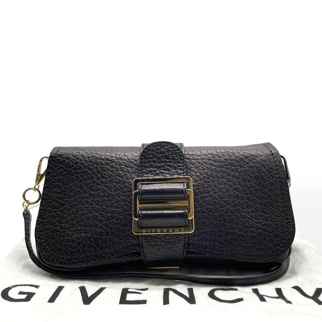 未使用級　レア　GIVENCHY ジバンシィ　ショルダーバッグ　ブラック　シボ革 未使用級 レア GIVENCHY ジバンシィ ショルダーバッグ ブラック シボ革