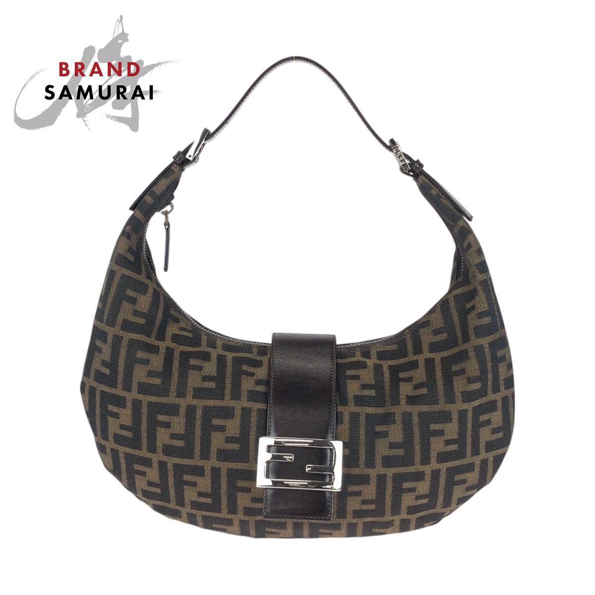 美品 フェンディ ズッカ マンマバケット 三日月型 ムーンバッグ