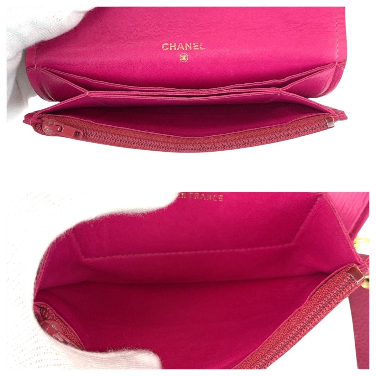 美品 CHANEL シャネル ヴィンテージ ピンク ゴールド金具 キャビア